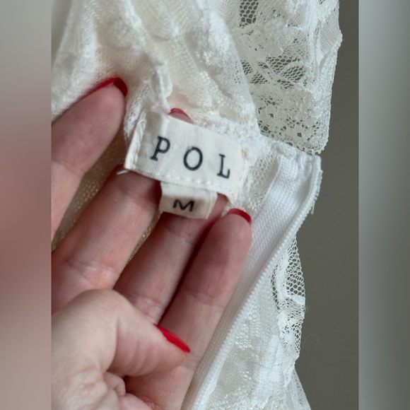 POL Sheer Lace Layering Slip Dress Spaghetti Straps Tiered Skirt - Picture 12 of 15